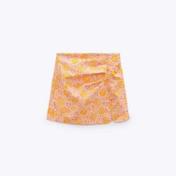 ZARA Floral Boho Linen Blend Mini Skirt - Picture 3 of 12